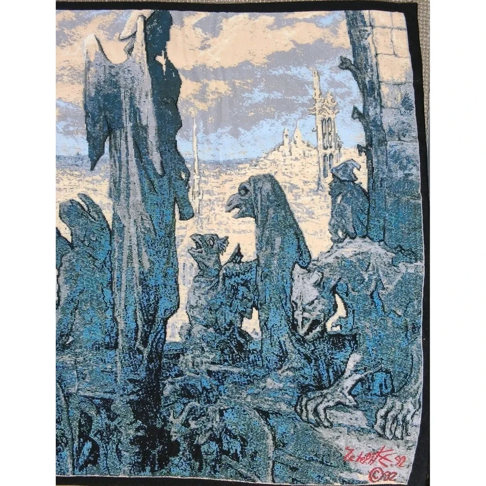 Vintage 1992 French Tapestry Gargouiles Point d'Aubusson Limited Ed 29/200 Paris